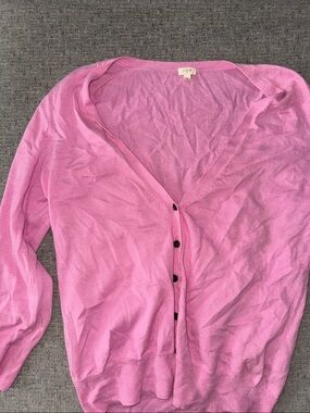 J. Crew Light Pink V-Neck Button-Up Cardigan